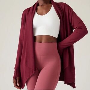 Athleta Pranayama Restore Wrap Coffeeberry Cardigan Open Front Size Small